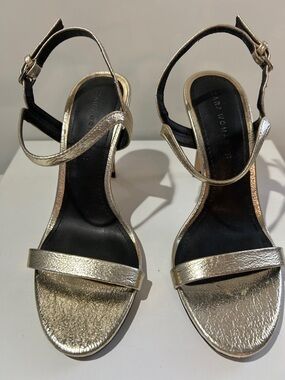 Zara Metallic Gold Ankle-Strap High Heel Sandals